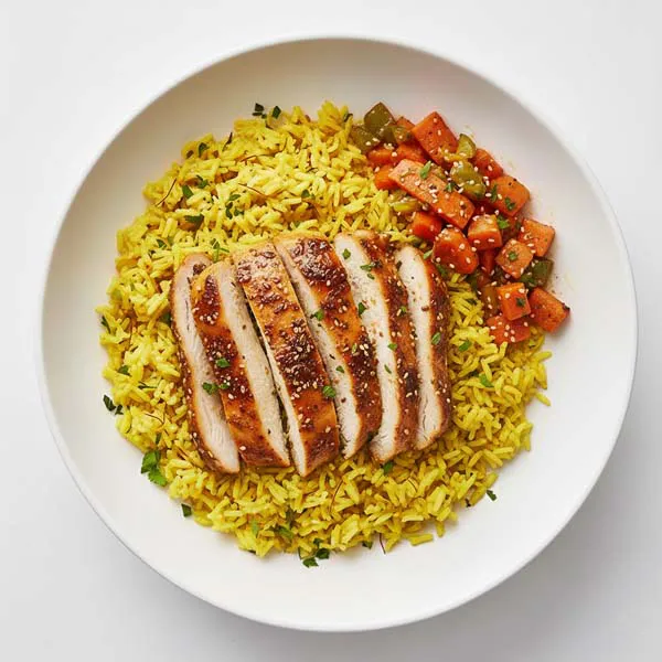 Smoky Paprika and Honey Za’atar Chicken with Saffron Rice